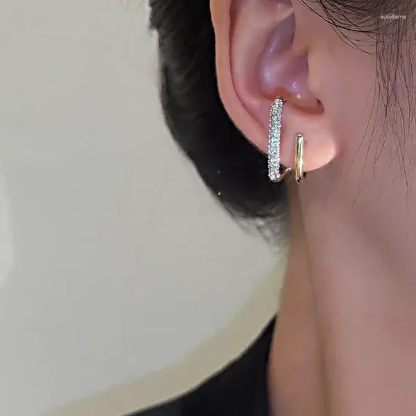 Pendientes de tuerca en forma de U, Clips de oreja de circonita de cristal de Metal para mujeres, pendientes, joyería de regalo para niñas