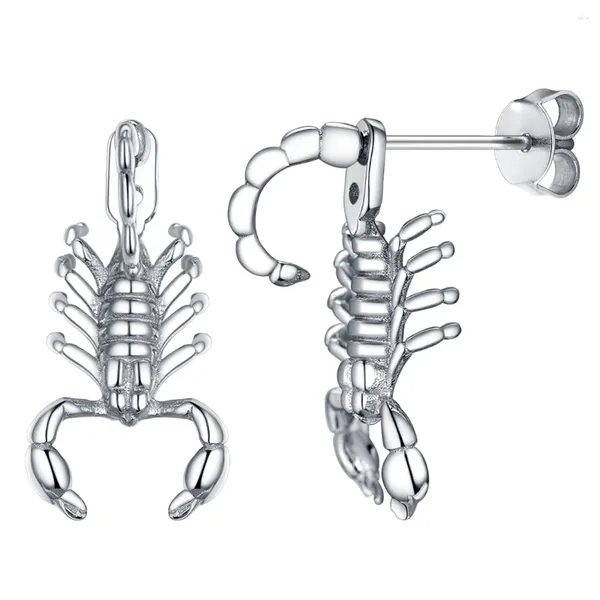 Boucles d'oreilles U7 en argent 925, Scorpion, deux voies, broche de queue, charme Animal 3D, gothique, Punk, unisexe, bijoux Brincos