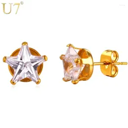 Stud -oorbellen U7 Crystal Star Goud/zilveren kleur Roestvrij staal 3 paar set voor vrouwelijke sieraden groothandel 2024 E778