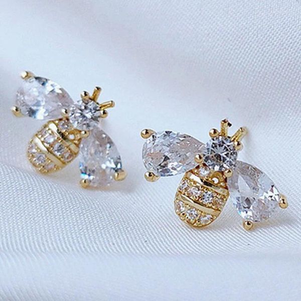 Boucles d'oreilles Uilz mignon cubique zircone insecte abeille pour femmes filles géométrique Animal cristal boucle d'oreille quotidien portant des bijoux