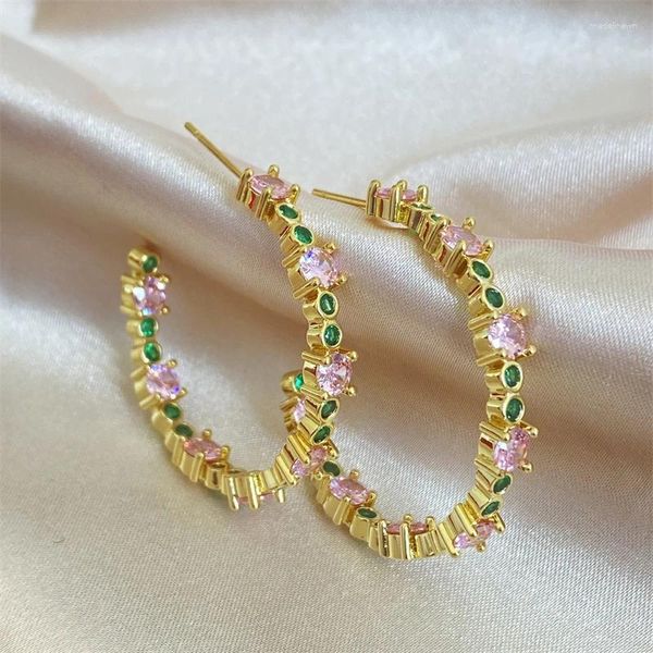 Boucles d'oreilles UILZ grand cerceau coloré en forme de C Dopamine pour femmes exagérées grande déclaration bijoux de fête de mariage