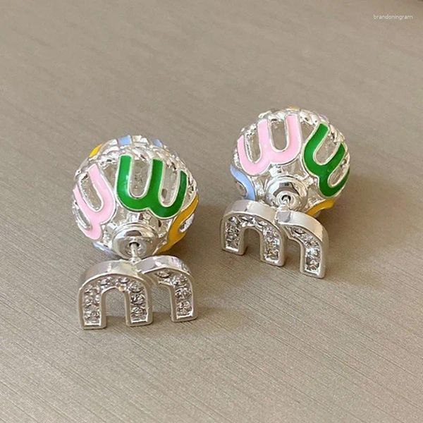 Pendientes de tuerca UILZ, letra M única para mujer, pendiente Retro francés de primera calidad, joyería de personalidad creativa para mujer