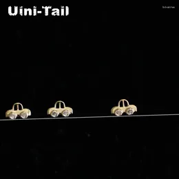 Pendientes de tachuelas Uini-tail 2024 Listado 925 tibetano plateado lindo auto micro-tendencia de moda súper pequeña brote