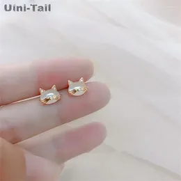 Boucles d'oreilles Uini-Tail en argent tibétain 925, chat opale mignon, tempérament exquis, mode, bijoux simples et polyvalents pour filles