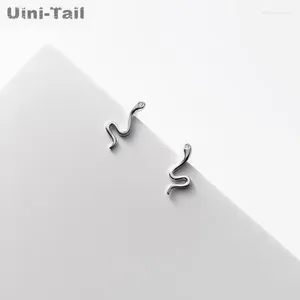 Boucles d'oreilles UinI-Tail 925 Tibetan Silver Fashion Snake en forme de diamants Simple et Personnalité Small Snake