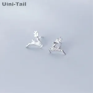 Stud-oorbellen Uini-Tail 925 Tibetaans zilveren kerst schattig herten micro ingelegde dynamische kleine voortreffelijke jk213