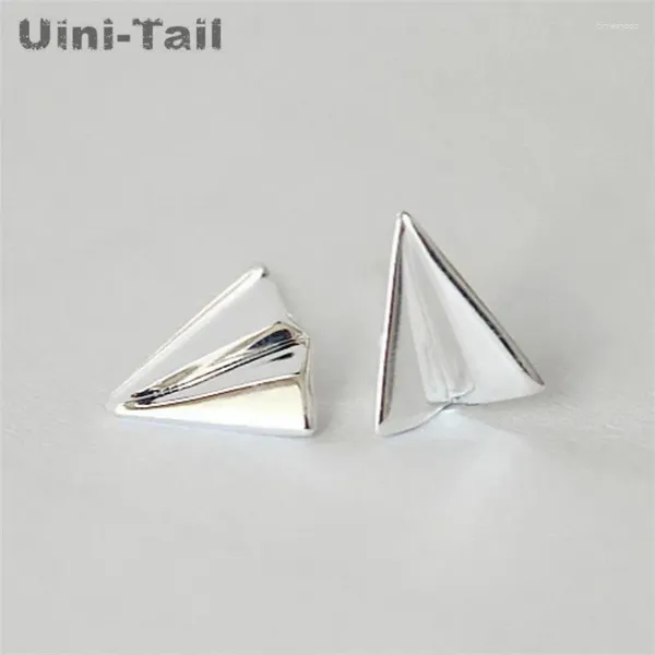 Boucles d'oreilles Stud Uini-tail 925 Tibetan Silver Carhets Fresh Air Paper Airplane Forme mignon petite tendance de mode hypoallergénique