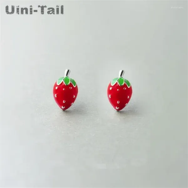 Boucles d'oreilles UinI-Tail 925 Tibetan Fashion Tibetan Fashion Exquise mignon Strawberry Creative Epoxy hypoallergénique