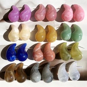 Stud Oorbellen UJBOX Groothandel 19 Kleuren Lichtgewicht Helder Blauw Paars Groen Roze Hars Acryl Chunky Teardrop Voor Vrouwen