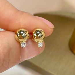 Boucles d'oreilles UNICE Simple véritable 18K or jaune massif AU750 bijoux fins diamants naturels haricots boule pour les femmes cadeau de fête