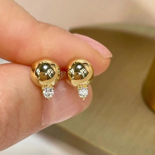 Pendientes de tuerca UNICE Simple Real 18K oro amarillo sólido AU750 joyería fina diamantes naturales Bola de frijoles para mujer regalo de fiesta