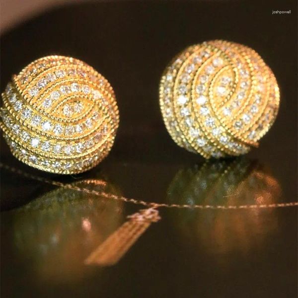 Pendientes de tuerca UNICE, Diamante Natural roscado Vintage, oro amarillo sólido auténtico de 18K AU750, joyería fina redonda brillante para mujer, regalo