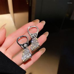 Boucles d'oreilles à tige Design Unique strass exquis fermeture éclair pour les femmes femme couleur argent déclaration métallique balancent bijoux