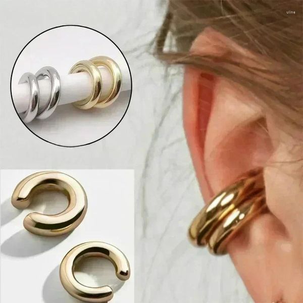 Boucles d'oreilles étalon uniques faux perçage en métal Clips d'oreille asymétrie Clip de cartilage rond pour les femmes de bijouterie de la mode cadeau