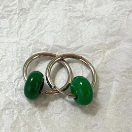 Boucles d'oreilles étalon cerceau de jade vert rond