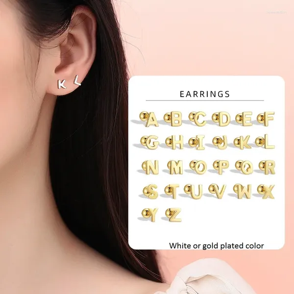 Pendientes De Botón Unisex Plata 925 Letra A-Z Oreja Pequeña Alphabit Para Hombres Mujeres Cuida Tus Joyas Piearcing