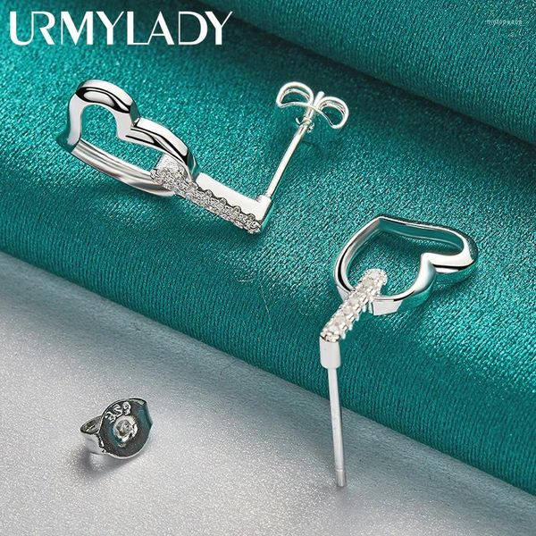 Boucles d'oreilles étalon urmylady 925 Sterling Silver Love Heart for Women Wedding Party Fashion Bijoux