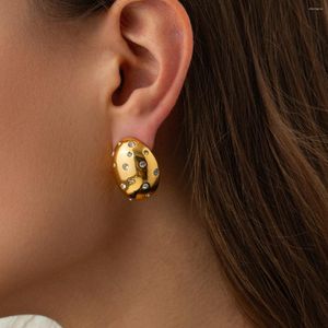 Boucles d'oreilles Uworld minimaliste imitation perles Zircon acier inoxydable rond mode haute qualité couleur or charme bijoux en gros
