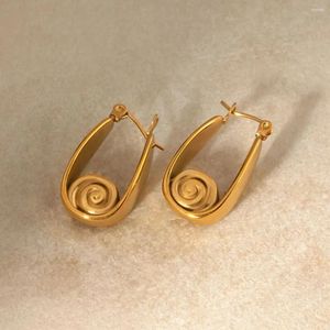 Boucles d'oreilles Uworld en acier inoxydable cercle fileté en forme de U exquis élégant métal distinctif style de créateur bijoux pour femmes