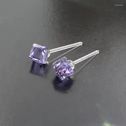 Boucles d'oreilles Vanifin Simple 8x8 mm Crystal carré géométrique multicolore avec aiguille en plastique Femmes quotidien