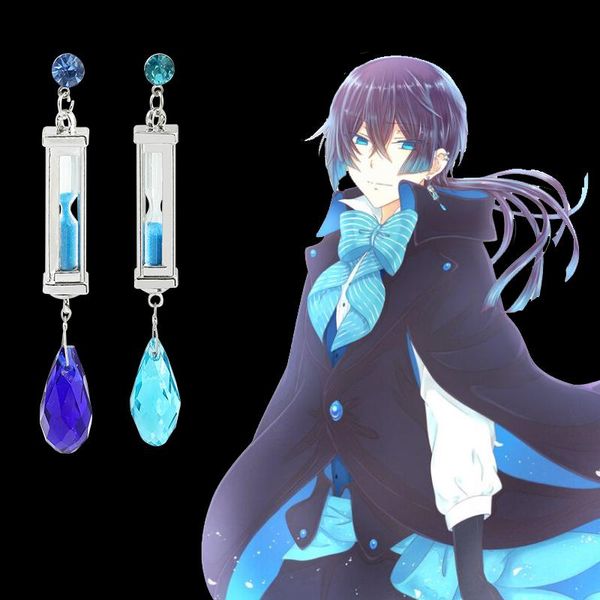 Boucles d'oreilles à tige Vanitas No Karte étude de cas Cosplay sablier bleu bijoux lumineux oreille Clips cadeaux accessorieStud