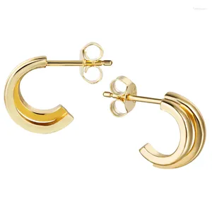 Boucles d'oreilles en argent Sterling 925, demi-cercle irrégulier, épingle d'oreille pour dames, Original, courbe Simple, Double couche, cadeau 18K