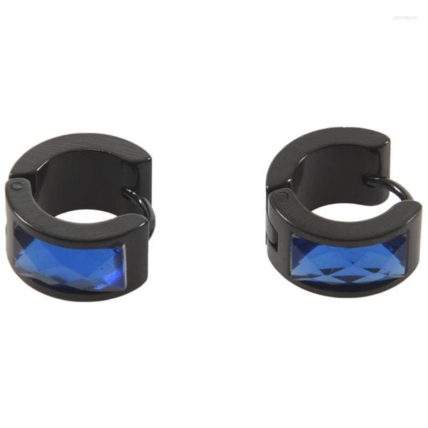 Boucles d'oreilles à tige en velours pour hommes, bijoux de sac, créoles en acier inoxydable, bleu noir