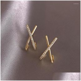 Boucles d'oreilles Ventfille 925 Sterling Sier Gold Cross en forme de X pour femme filles cadeaux fête bijoux à la mode 2023 Drop Delivery Dhima