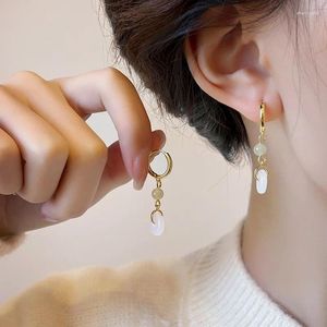 Boucles d'oreilles étalon ventille 925 argent sterling une boucle d'oreille de jade pour les femmes boutage de cadeaux de bijoux ethnique de la géométrie rétro