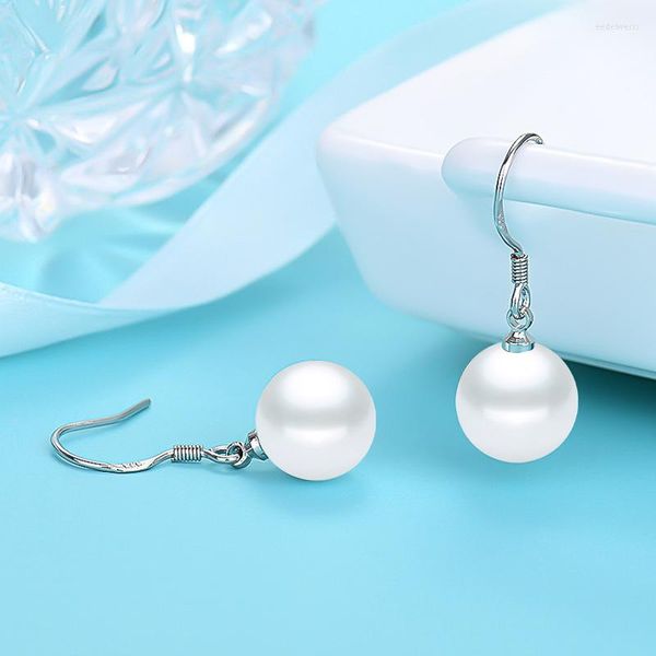 Pendientes VENTFILLE de Plata de Ley 925 con colgante de perlas, pendientes circulares, joyería de personalidad a la moda para mujer, regalos al por mayor