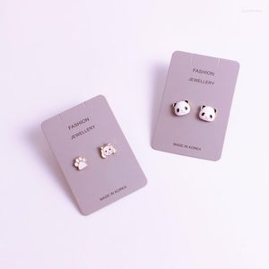 Stud Earrings-versie van de onterechte schattige Panda Head Treasure Fun 925 Silver Earcing Pierceless Clip-on Ear