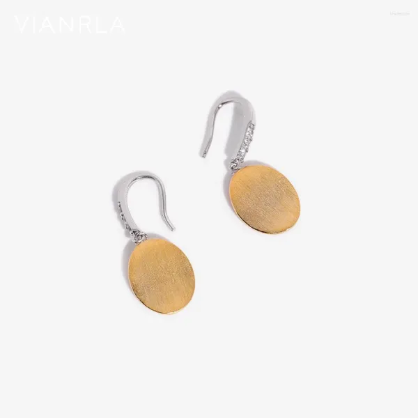 Pendientes VIANRLA Joyería de plata de ley 925 Pendientes de tuerca Piedra de circón Pendiente de 18 k Círculo de doble color Colgante compartido para mujeres al por mayor