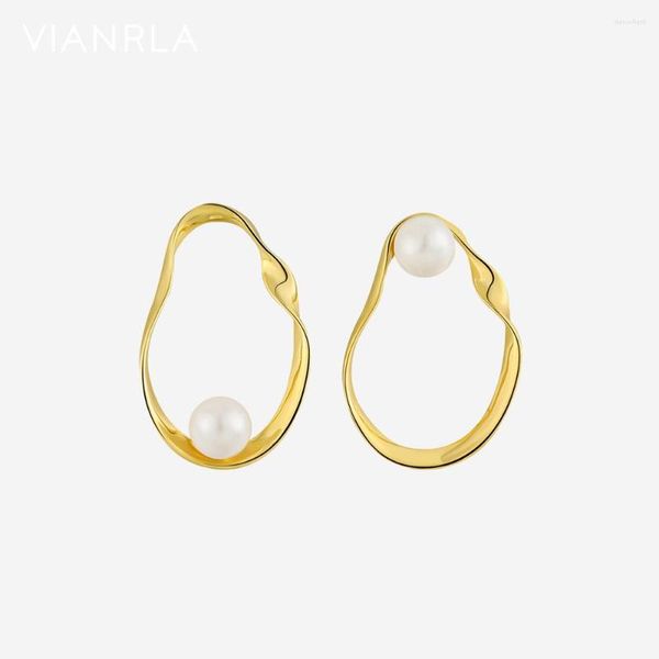 Pendientes de semental Vianrla 925 Joya de plata esterlina Tatadores de orejas de oro 18K Pearring Pearl para mujeres al por mayor