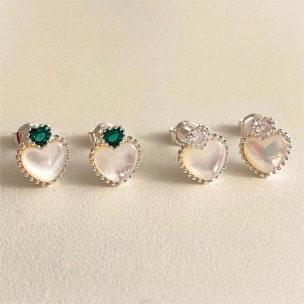 Boucles d'oreilles VIANRLA 925 STERLING Silver Green Zircon Coeur en forme d'opale Elegant Women Jewelry Gift Drop