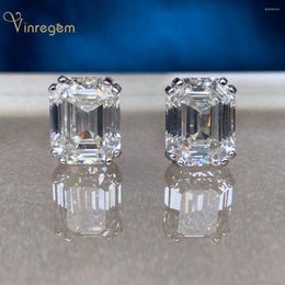 Boucles d'oreilles Vinregem 925 argent Sterling taille émeraude G créé Moissanite diamants pierres précieuses clous d'oreille bijoux fins en gros