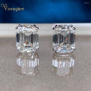 Boucles d'oreilles Vinregem 925 argent Sterling taille émeraude G créé Moissanite diamants pierres précieuses clous d'oreille bijoux fins en gros