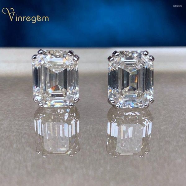 Brincos Vinregem Prata Esterlina 925 Corte Esmeralda G Created Moissanite Diamantes Pedra Preciosa Brincos Jóias Finas Atacado