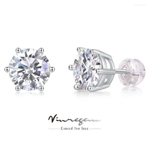 Boucles d'oreilles Vinregem GRA 3EX VVS1 D coupe ronde 8MM véritable Moissanite diamant pierres précieuses clous d'oreilles pour femmes 925 bijoux en argent Sterling