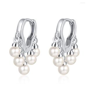 Stud -oorbellen Vintage 925 Silver Naald gesimuleerde Pearl Tassel voor vrouwen Ethnische zigeuner Kleine Dange Hoop Trendy sieraden