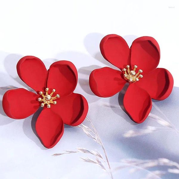 Pendientes de tuerca Vintage flor grande para mujer accesorios de moda elegante dulce Brinco señoras niñas regalos de fiesta al por mayor Bohemia