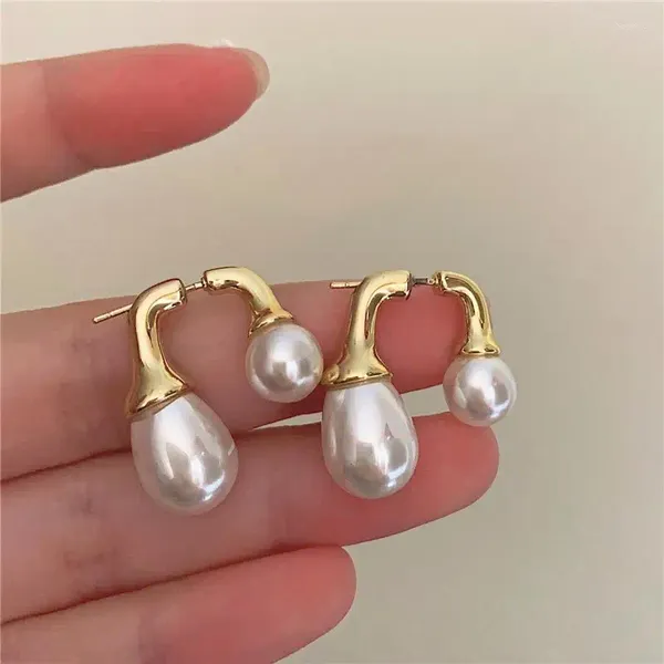 Boucles d'oreilles Vintage Double face en métal pour femmes et filles, uniques, deux façons de porter de grandes petites perles, tendance, bijoux personnalisés