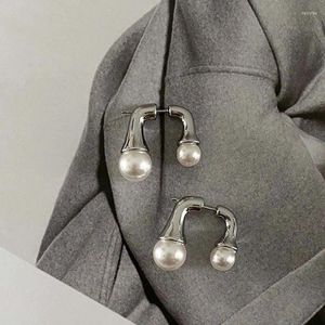 Pendientes de tuerca Vintage para mujer, perlas de doble cara, elegantes, simples, dos maneras de usar, joyería con temperamento, tendencia 2023