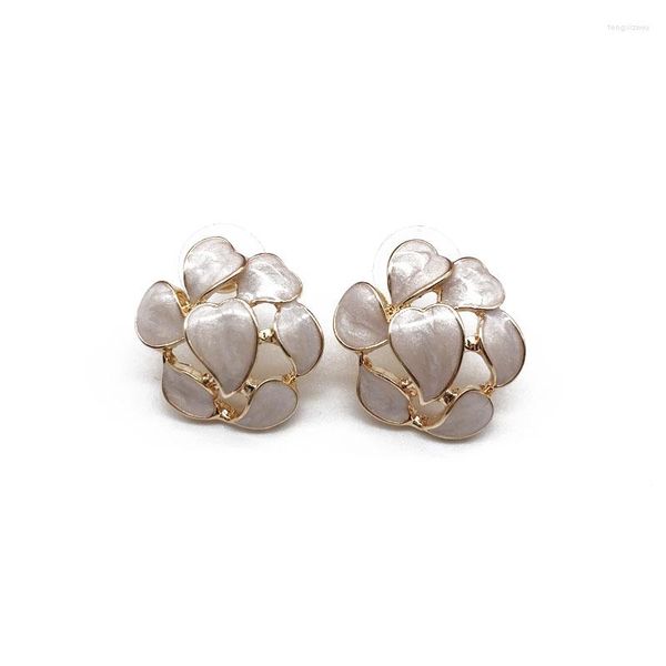 Boucles d'oreilles Vintage pétale de fleur goutte à goutte glaçure Brincos moderne bureau fête bijoux