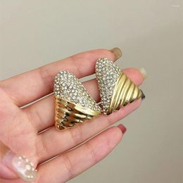 Boucles d'oreilles Vintage géométrique Triangle strass pour femmes Ms lumière exagérée luxe gros métal bijoux cadeaux