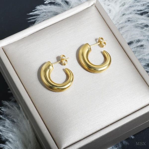 Pendientes de tuerca Vintage de Metal brillante para mujer, cuerno de toro, temperamento de lujo, accesorios de acero inoxidable chapados en oro de alta gama