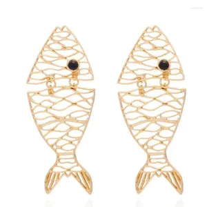 Boucles d'oreilles Vintage couleur or en forme de poisson pour femmes, accessoires de fête et de vacances