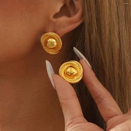 Stud -oorbellen Vintage Gold Color Rounded Treaded For Women Spiral Ball Voorkom allergie veelzijdige dagelijkse sieraden dame geschenken