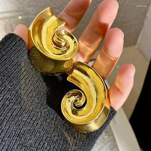 Boucles d'oreilles étalon Vintage Gold Color Spiral Vortex pour les femmes Personnalité européenne américaine
