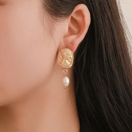 Stud -oorbellen Vintage Gold Color Women Face Design For Girls Jewelry