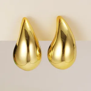 Stud Oorbellen Vintage Hyperbool Vergulde Dome Water Drop Earring Voor Vrouwen Dikke Glanzende Dikke Teardrop Hoops Sieraden